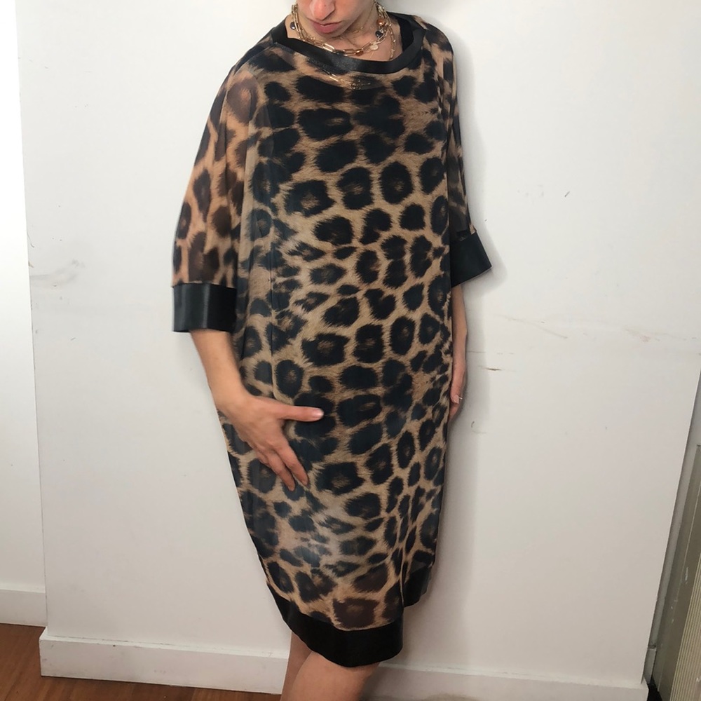 Antonella Serio Leopard sheer beach cover up